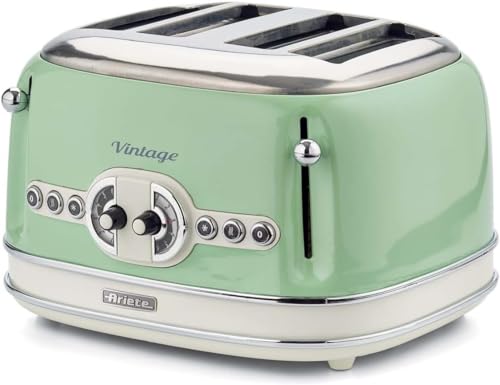 Ariete Vintage 156, 4-Scheiben-Toaster, Retro Toaster mit 6 Toaststufen,...